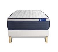 Ensemble matelas Ressorts ensaches+Memoire de forme ACTIFLEX MAX 90x190 cm Maxi epaisseur 7zones confort + sommier KIT blanc