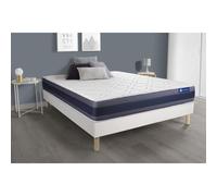 Ensemble matelas Ressorts ensaches+Memoire de forme ACTIFLEX MORPHO 140x190 Maxi epaisseur 5zones confort + sommier KIT blanc