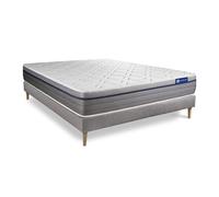 Ensemble matelas Ressorts ensaches+Memoire de forme ACTIFLEX ZEN 160x200 Maxi epaisseur 7zones de confort + sommier KIT gris