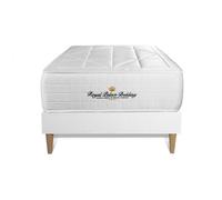 Ensemble Matelas ressorts ensaches + memoire de forme maxi epaisseur Windsor 90x200 sommier KIT blanc