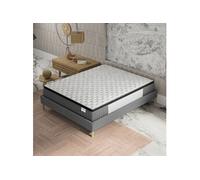 NOVEMBER- Ensemble Matelas + sommier (120 x 190cm)- Matelas Elekctra Ressorts ensachés & mémoire de Forme d’épaisseur 30cm + Sommier Bois Stable & Robuste revêtement Tissu Gris