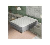 NOVEMBER- Ensemble Matelas + sommier (180 x 200cm)- Matelas Galice Ressorts ensachés & mémoire de Forme d’épaisseur 25cm + Sommier Bois Stable & Robuste revêtement Tissu Gris