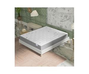 Ensemble matelas ressorts ensachés + sommier 180x200cm, Matelas 25cm d'épaisseur accueil mémoire de forme et sommier tissu blanc