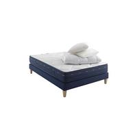 Someo - Ensemble Matelas Ressorts et mémoire de Forme, sommier, Pieds, Couette et Oreiller Rêve 500 160x200 en Bois - Blanc