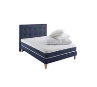 Ensemble matelas ressorts et mémoire de forme, sommier, pieds, tête de lit, couette et oreiller Rêve 600 - 140x210