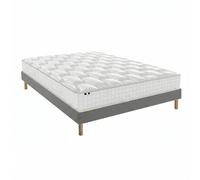 Ensemble matelas ressorts, H24cm, sommier en kit - 140x200cm - gris