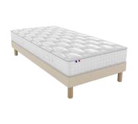 Ensemble matelas ressorts, H24cm, sommier en kit - 90x190cm - beige