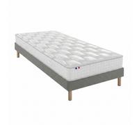 Ensemble matelas ressorts H24cm sommier en kit 90x200cm gris