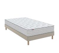 Ensemble matelas ressorts, mémoire de forme, H24 cm, sommier kit beige Dimensions - 90 x 190 cm