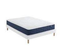 Ensemble matelas ressorts, sommier Lune et pieds Rêve 400 - SOMEO 140x190 - Blanc - Garantie 7 ans - Someo
