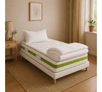 Ensemble matelas Reverie, sommier blanc