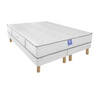 Ensemble matelas sardem belle literie diadème 180x200 + 2 sommiers tapissiers 90x200 Blanc