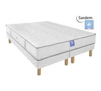 Ensemble matelas sardem belle literie diadème 180x200 + 2 sommiers tapissiers 90x200 Blanc