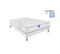 Ensemble matelas sardem belle literie intimité + sommier tapissier 140x190 Blanc
