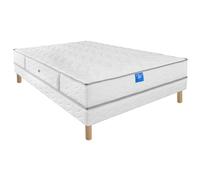 Ensemble matelas sardem belle literie intimité + sommier tapissier 160x200 Blanc