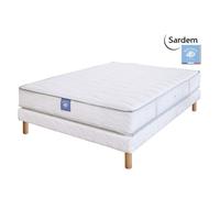 Ensemble matelas sardem belle literie passion + sommier tapissier 140x200 Blanc
