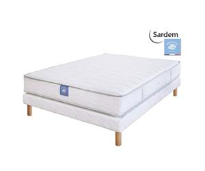 Ensemble matelas sardem belle literie passion + sommier tapissier 140x200 Blanc