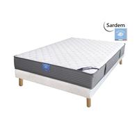 Ensemble matelas sardem belle literie passion visco + sommier tapissier 140x190 Blanc