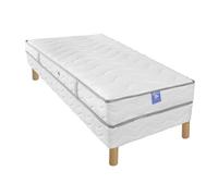 Ensemble matelas sardem belle literie diadème + sommier tapissier 90x190 Blanc