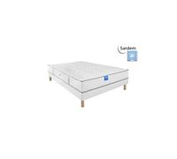 Ensemble matelas sardem belle literie intimité + sommier tapissier 160x200 Blanc