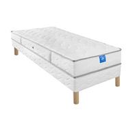 Ensemble matelas sardem belle literie intimité + sommier tapissier 90x190 Blanc
