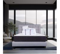Ensemble matelas Sérénité, 27 cm ressorts ensachés, ferme réversible+sommier gris ep20cm + 2 oreillers+couette+TDL