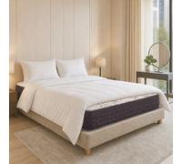 Ensemble matelas Serenite, sommier beige, oreiller et couette