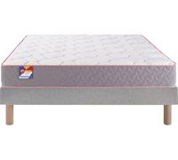 Ensemble Matelas Sommier 100 x 190 Au lit 100x190 + sommier gris clair + pieds