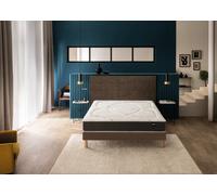 Ensemble matelas + sommier 120 x 190 cm trame marron - Bultex ensemble softly