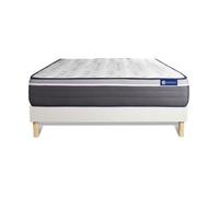 Ensemble matelas ACTILATEX PLUS 120x190 Latex+Memoire de forme Maxi epaisseur 7zones de confort + sommier KIT blanc