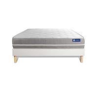 Ensemble Matelas Sommier 120x190 cm - Sommier Blanc (en kit) - Actimemo Touch