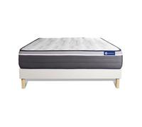Ensemble Matelas Sommier 120x200 cm - Sommier Blanc (en kit) - Actilatex Plus