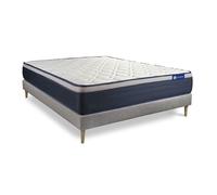 Ensemble Matelas Sommier 120x200 cm - Sommier Gris (en kit) - Actimemo Max