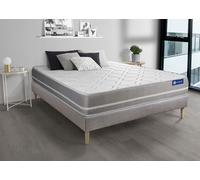 Ensemble Matelas Sommier 130x200 cm - Actilatex Touch - Sommier Kit Gris
