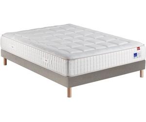 Ensemble Matelas Sommier 140 x 190 Beau Dormir 1419, Sommier ferme Taupe + Pieds