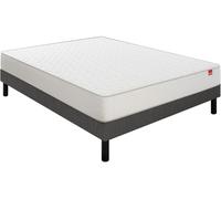 Ensemble Matelas Sommier 140 x 190 Voyage 140x190 + sommier gris fumé + pieds
