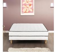 Ensemble matelas sommier 140 x 200 cm Hauteur 24 cm - ressorts ensachés - 7 zones - réversible - fabriqué en Belgique - DEKO DREAM