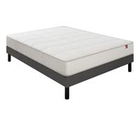 Ensemble Matelas Sommier 140 x 200 Pavillon 140x200 + sommier gris fumé + pieds