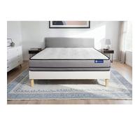 Actisom Ensemble matelas + sommier ACTIMEMO 140x190 2 faces mémoire de forme 3 zones - kit blanc
