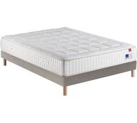 Ensemble Matelas Sommier 160 x 200 Beau Dormir 1620, Sommier ferme Taupe + Pieds
