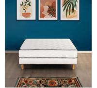Ensemble matelas sommier 160 x 200 cm Hauteur 19 cm - ressorts ensachés - 7 zones - réversible - fabriqué en Belgique - DEKO DREAM