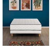 Ensemble matelas sommier 160 x 200 cm Hauteur 27 cm - ressorts ensachés - 7 zones - réversible - fabriqué en Belgique - DEKO DREAM
