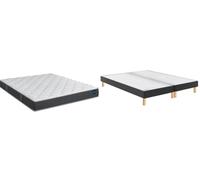 Ensemble Matelas Sommier 160 x 200 Vitality 2.1 160x200 2 sommiers gris foncé pieds