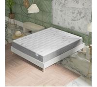 Ensemble matelas + Sommier (180x200cm)- Galice Ressorts ensachés & mémoire de Forme Ép 25cm + Sommier Bois stable Tissu Blanc