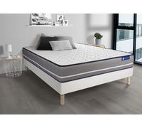 Ensemble Matelas Sommier 180x210 cm - Actilatex Pur - Sommier Kit Blanc