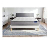 Ensemble matelas ACTILATEX 200x200cm 2 faces a MÉMOIRE DE FORME+LATEX 3zones de confort + sommier KIT blanc