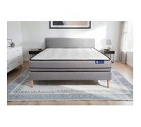 Ensemble Matelas Sommier 200x200 cm - Sommier Gris (en kit) - Actimemo Night