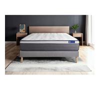 Ensemble matelas ACTIMEMO PLUS 200x200 Memoire de forme Maxi epaisseur 7zones de confort + sommier KIT gris