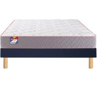 Ensemble Matelas Sommier 90 x 190 Au lit 90x190 + sommier bleu + pieds
