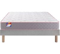 Ensemble Matelas Sommier 90 x 190 Au lit 90x190 + sommier gris clair + pieds
